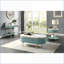 Table basse Glam bleu sarcelle clair avec plateau en faux marbre blanc et rangement dissimulé pour le salon