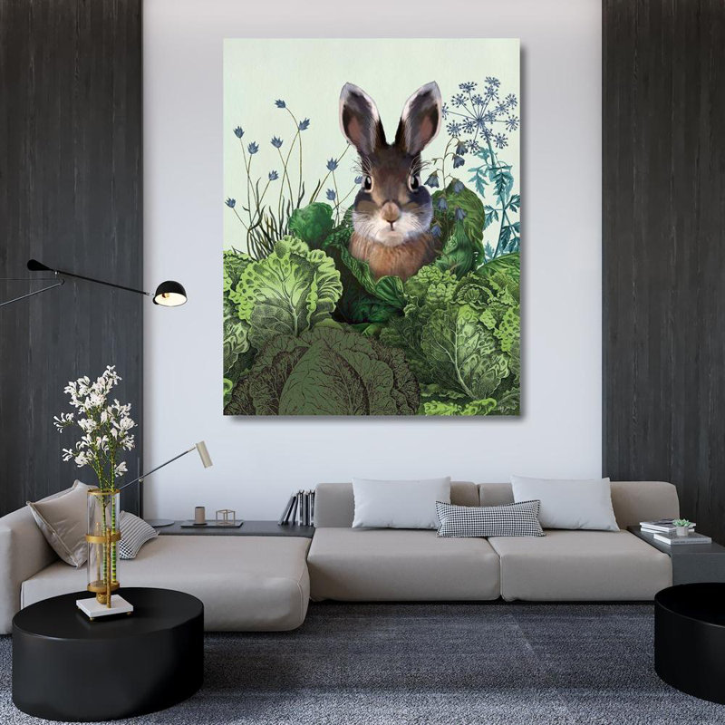 Ophelia & Co. Fab Funky, reproduction d'art sur toile tendue: Cabbage Patch Rabbit 4, H 45 po x l 36 po