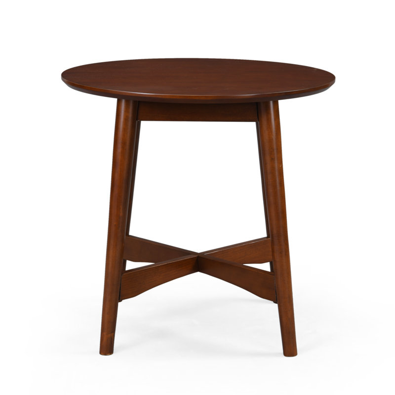 Walnut Round Mid-Century Modern Wood End Table