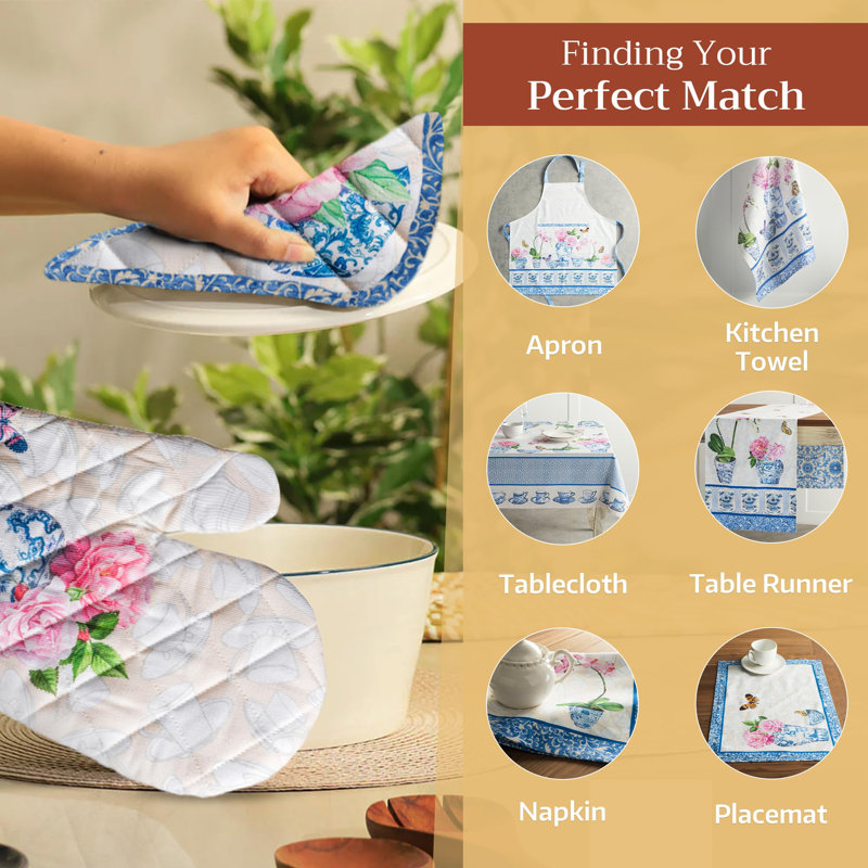 Gants de cuisine 100% coton 7 po x 13 po Maison d'Hermine