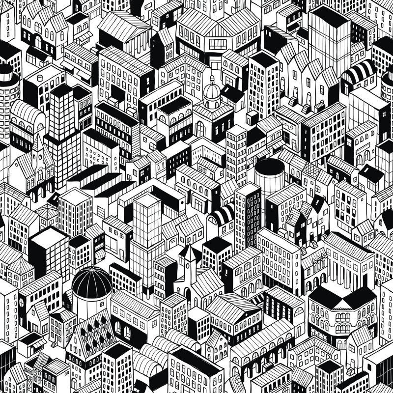 Impression sur toile tendue, "City transparente" par Ivook, L 12 po x H 12 po