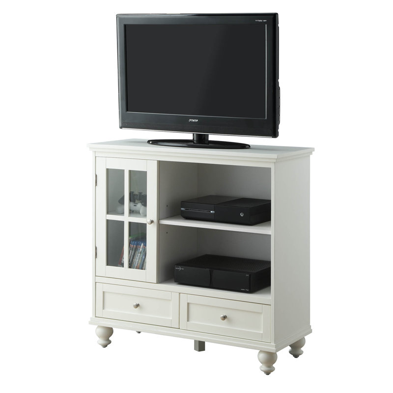 Schererville 40'' TV Stands with Storage Cabinet and Shelves, White