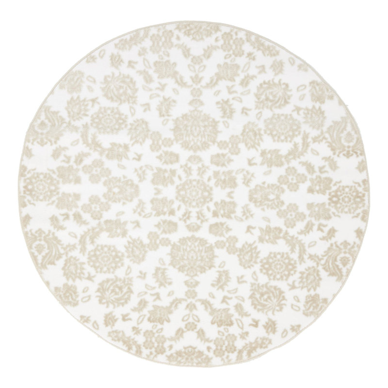 Tapis blanc / beige Danazia, Rond 5 pi