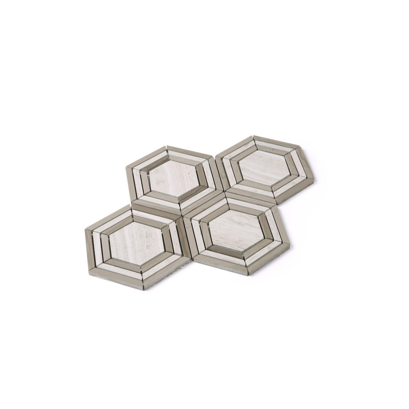 Interspace Natural Stone Honeycomb Marble Look Mosaic Wall Tile, Beige