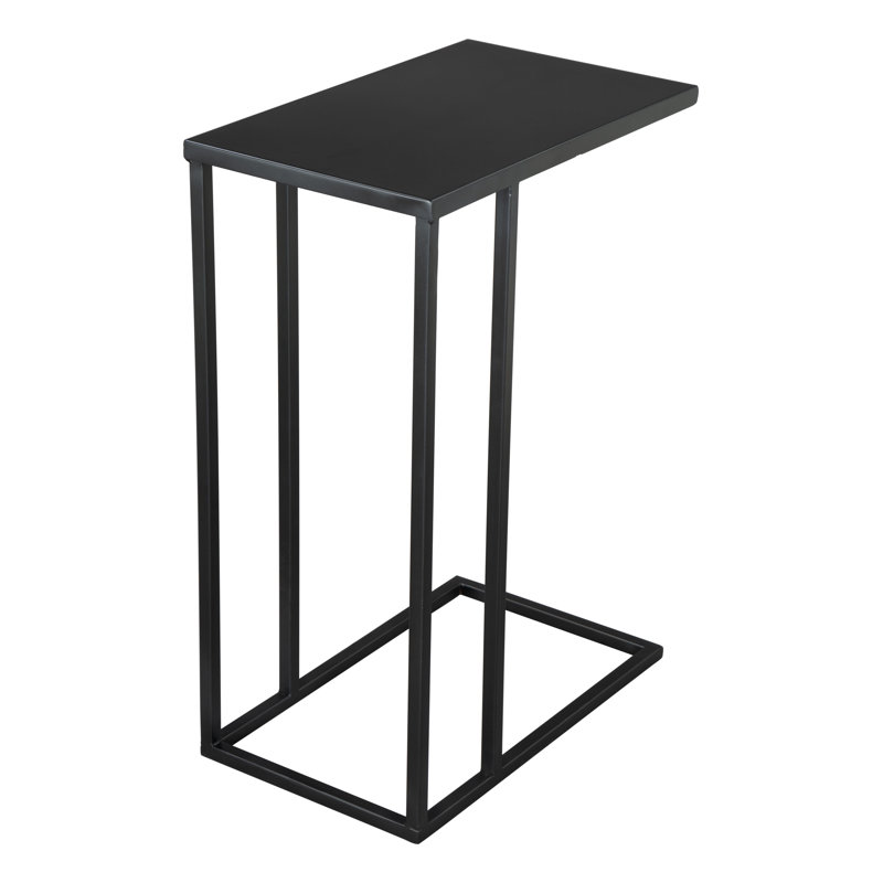 Black Powder-Coated Metal Rectangular Side Table