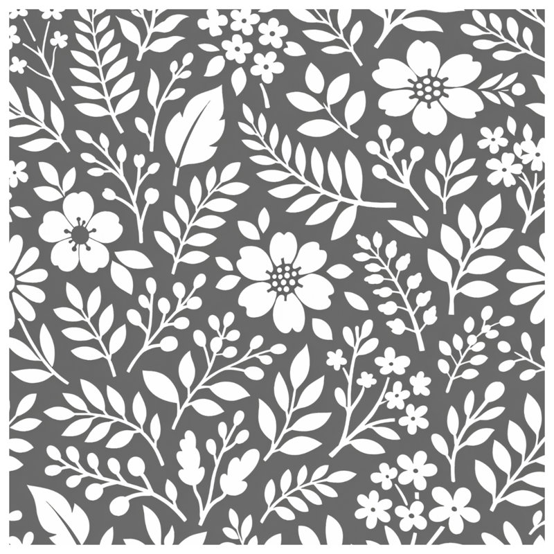 Édredon gris à motif floral, Queen