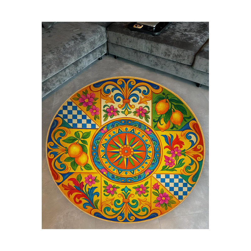 Tapis orange tissé lavable Mosso, 2'6" x 2'6"