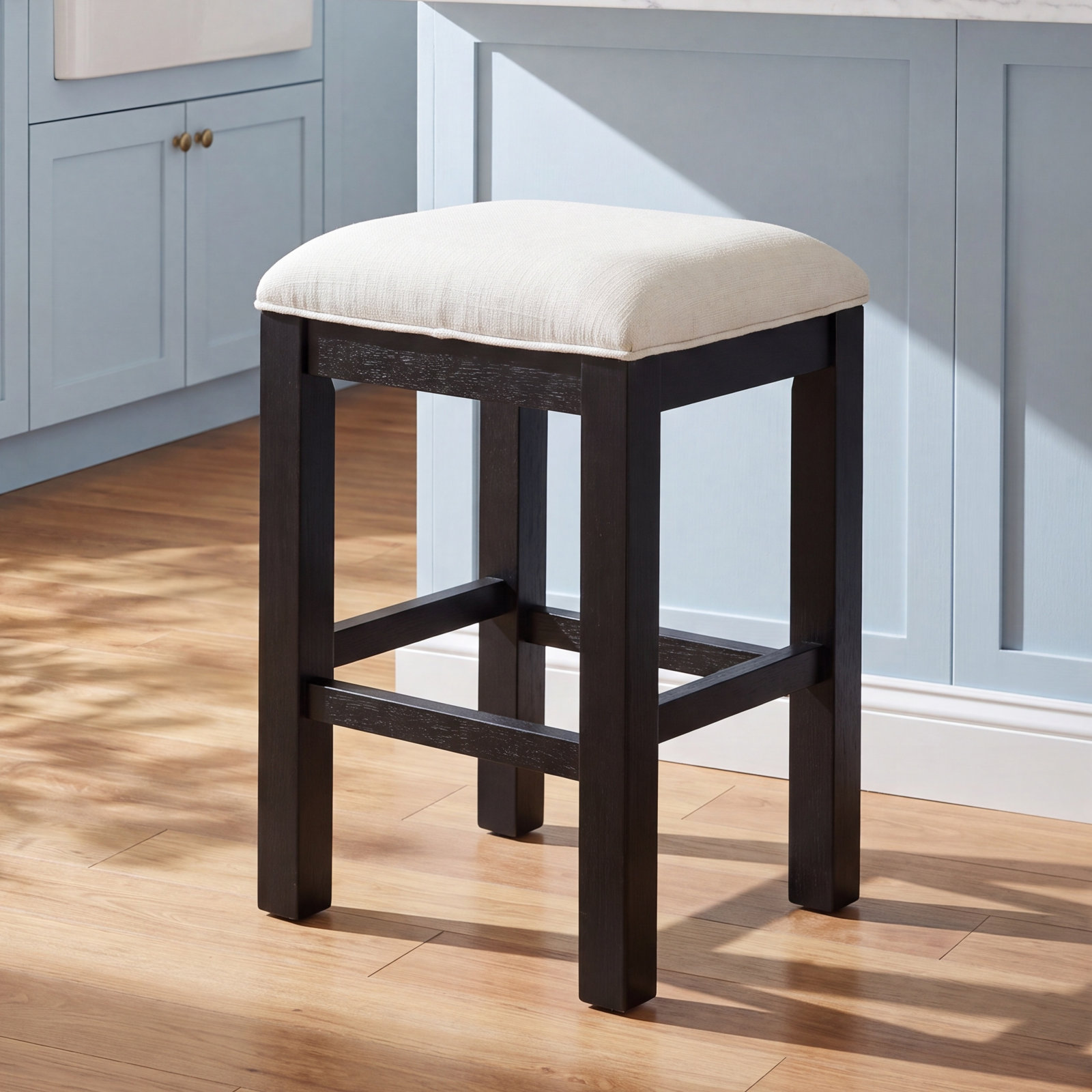 Mya Upholstered Counter Stool, Black