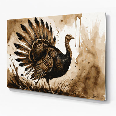 Birds Wild Turkey Beige Metal Wall Art