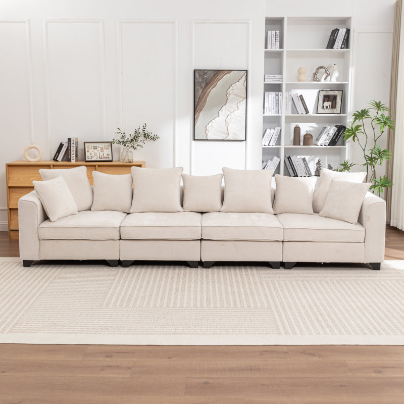 Canapé modulaire rembourré 4 pièces Bennett, Beige