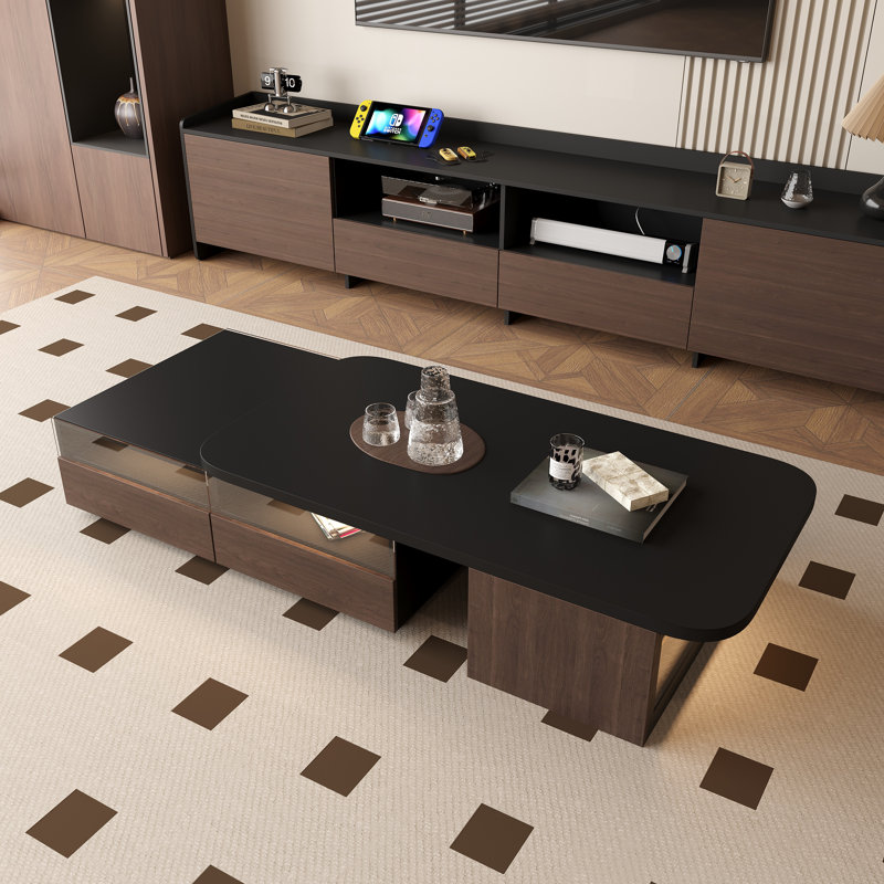 Tv Stand For Tvs Up To 85'', Living Room Cabinet Set Includes Tv Stand And Extendable Coffe Table With Storage Drawers And Cabinet