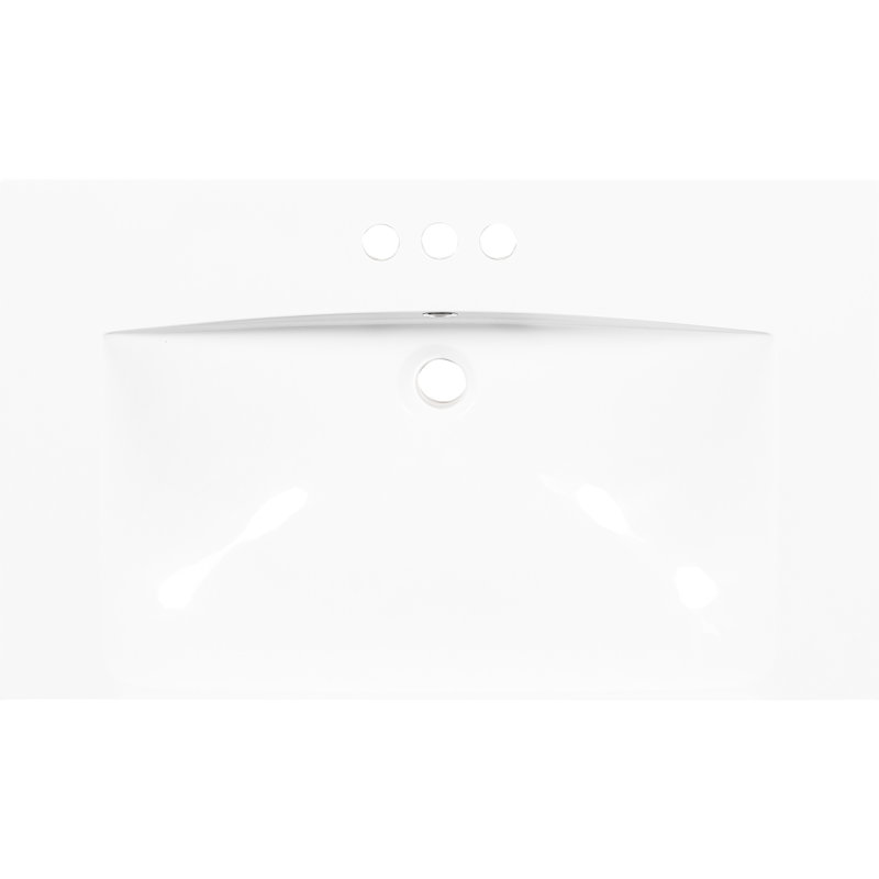 Dessus de meuble-lavabo de lavabo de salle de bain 30 po. Fabriqué en résine, solide et fiable. 3 trous de robinet. Surface lisse pour un nettoyage facile et rapide. Convient aux armoires de 30 po. Blanc. Matériau: l 28,21 po x l 18,21 po x H 6,72 po.
