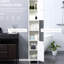 Armoire à tablettes ajustables pour salle de bain - grande, blanche, avec miroir - grande tour de rangement autoportante en bois blanc et salon brillant