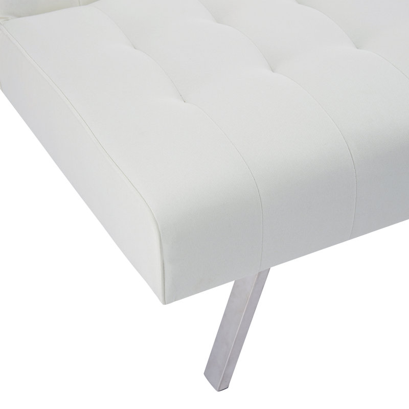 Canapé-lit futon de 68 po avec pieds en métal Blathnat, Similicuir blanc