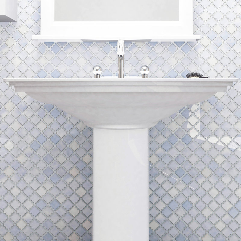 Hudson Tangier 2" x 2" Porcelain Grid Mosaic Wall & Floor Tile, Frost Blue