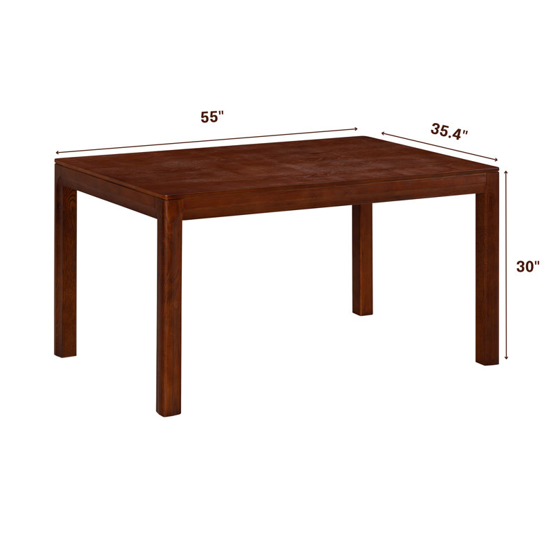 NTC Flow 55 Inch Modern Design, Rectangular Dinner Table For Dining Room, Living Room Furniture, Effortless Assembly, Dark Walnut