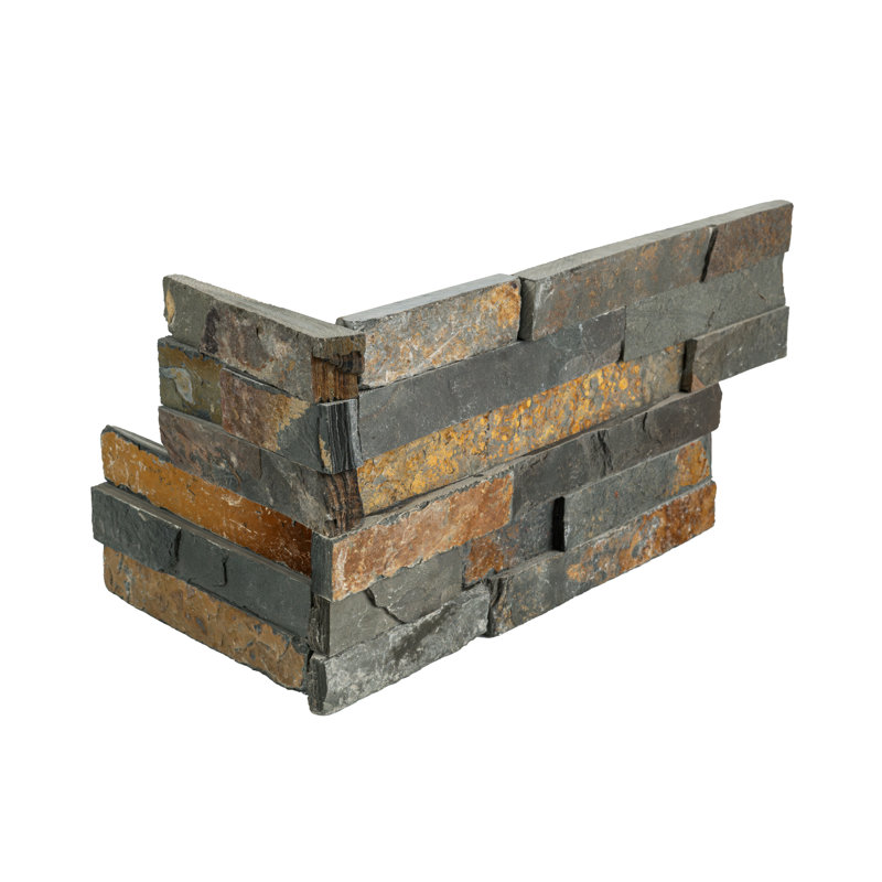 Stonecrest 6 in. x 18 in. Split Face Natural Stone Ledger Corner Wall Tile, Amber Cream