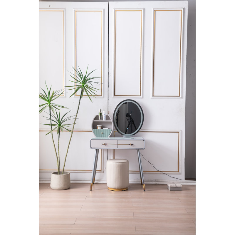 Coiffeuse simple avec tabouret et miroir