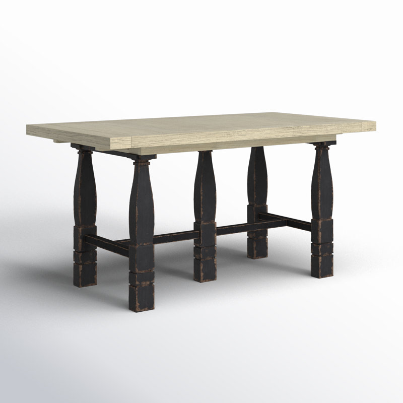 CiaoBella Extendable Dining Table, Flaky White Top/Black Base