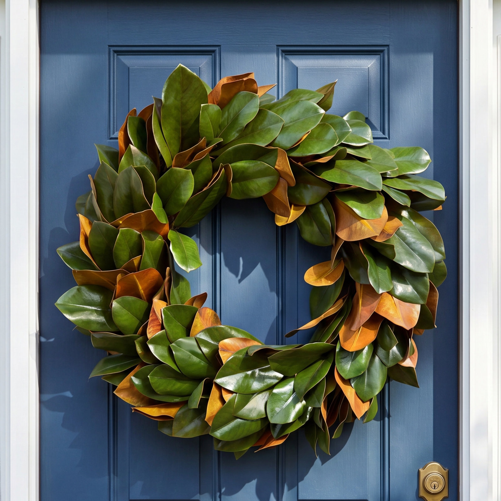 Barrigan Handcrafted Faux Magnolia Metal Wreath, 30" H x 30" W x 6" D