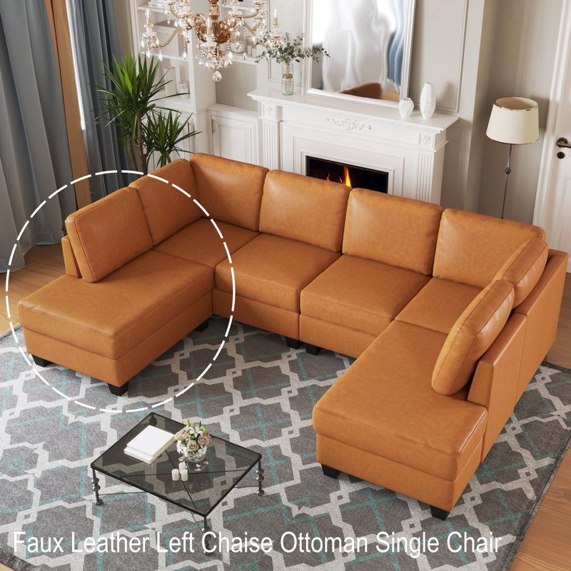 Fauteuil simple en similicuir gauche, Brun