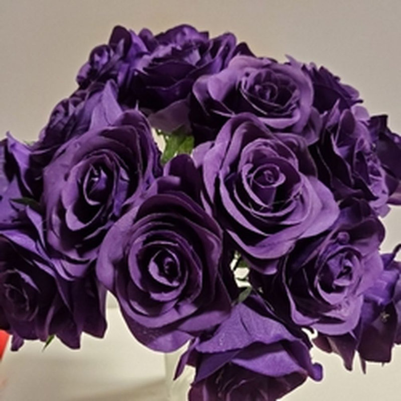 18 fleurs artificielles roses lavande, Aubergine mauve