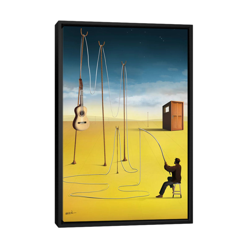 O Pescador De Violão (The Guitar Fisherman) by Marcel Caram - Print on Canvas, Black Framed, 101.6 cm H x 66.04 cm W
