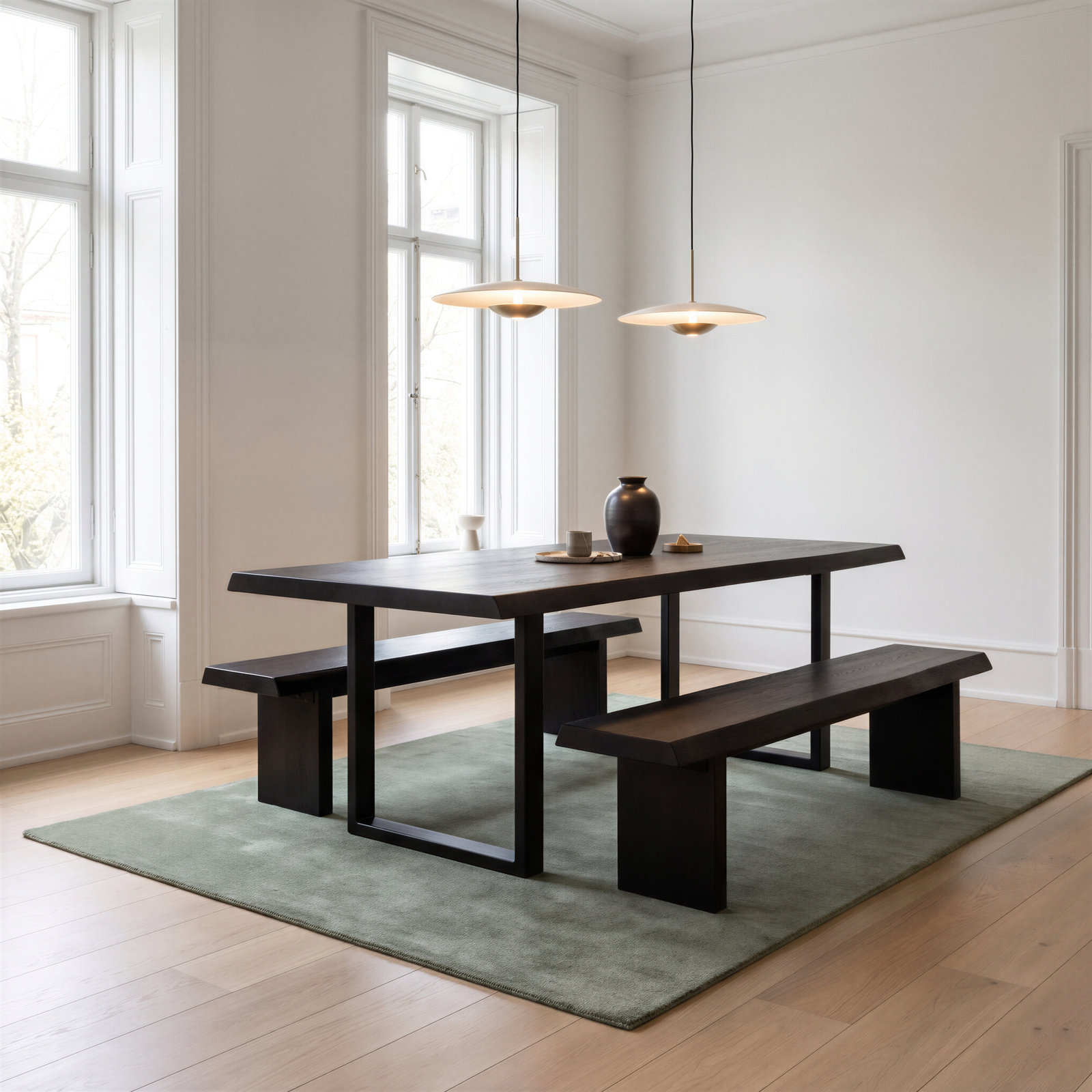 Colin Dining Bench, 18" H x 65" W x 15" D, Ebonized