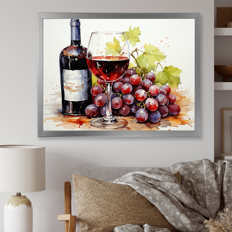 «Balayage de bourgogne bordeaux», art mural vin, Cadre de coin argenté fermé, H 16 po x l 32 po x P 1 po