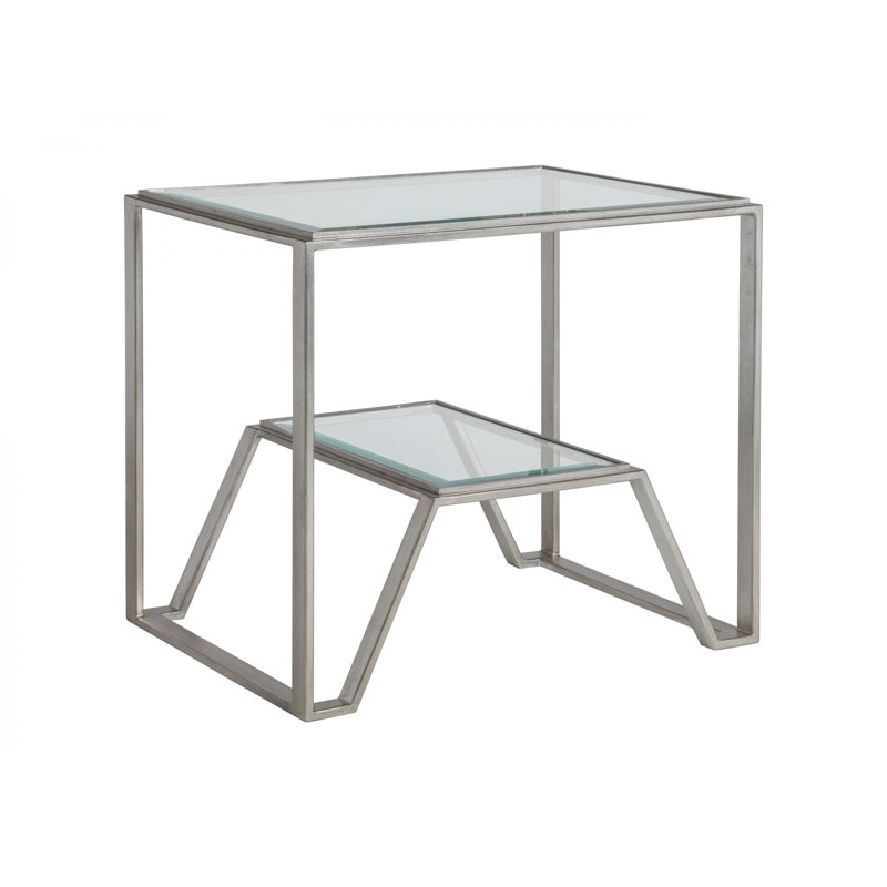 Table de bout en métal Byron, Feuille d'argent