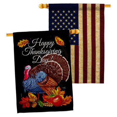 Double Sided 40'' H x 28'' W Polyester Thanksgiving House Flag