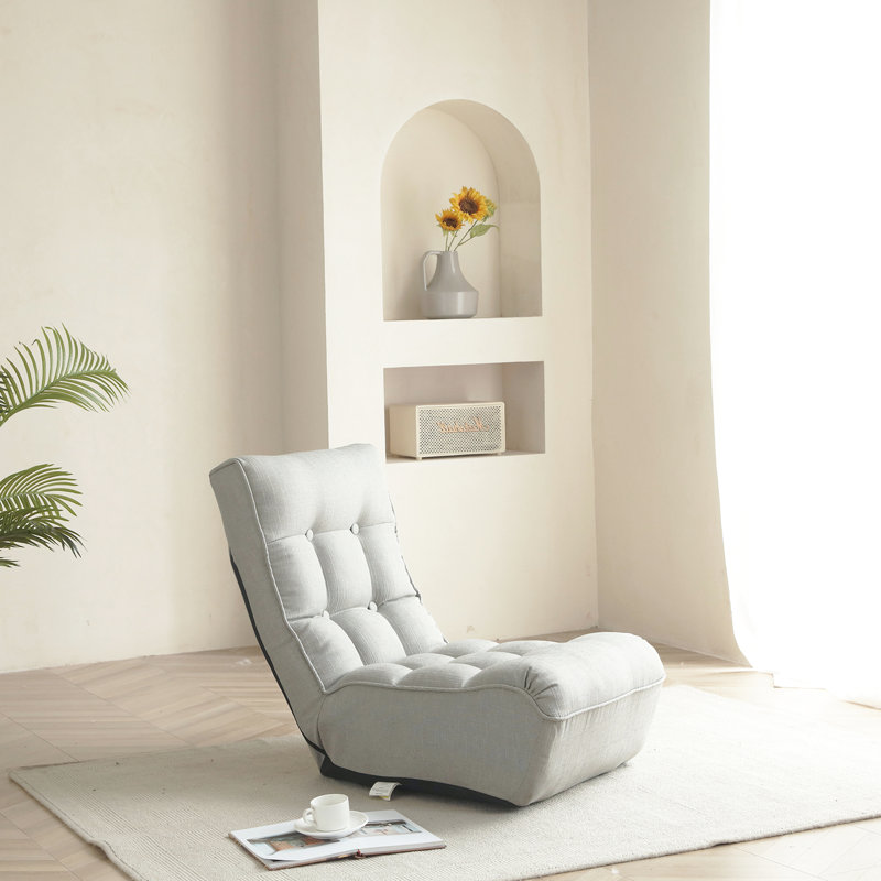 Lazy For Leisure Time - Suitable Dormitory Gray Metal & Linen Folding Reclining Chair , Comfortable Adjustable Back