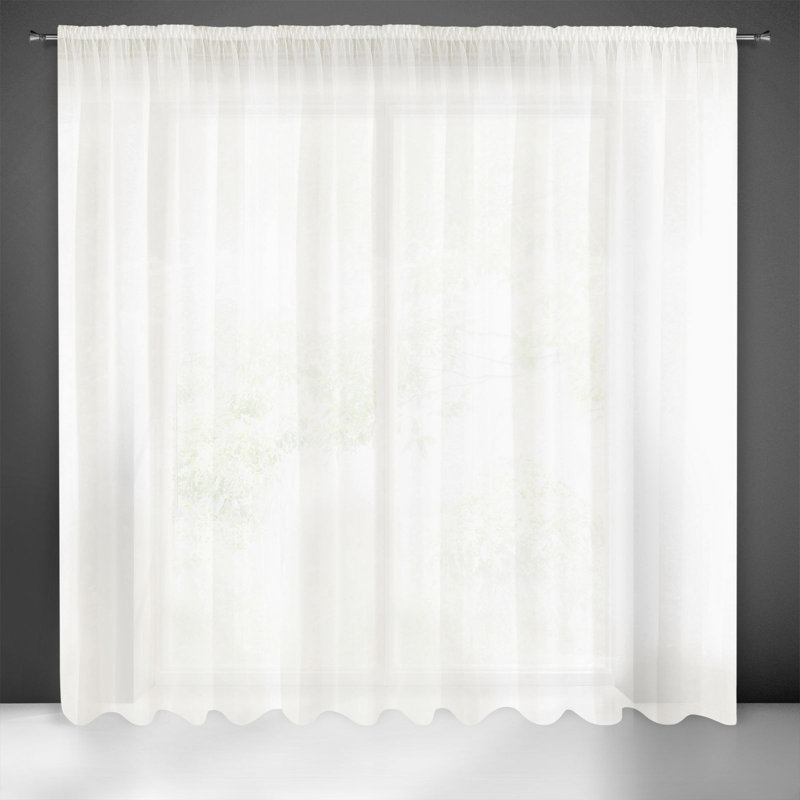 Kaymen Sheer Curtain Single Panel, 250cm H x 350cm W, Creamy