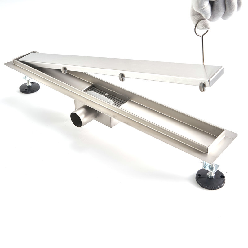 2 In 1 Tile Insert Linear Shower Drain, 304 Stainless Steel Odor Proof Floor Drain Set, 104cm L