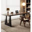 Table rustique en bois de pin avec base en fer noir-336386213
