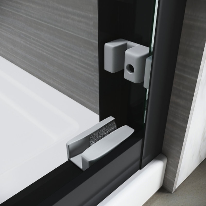 Porte de douche coulissante en verre 56 - 60 po Rouille en aluminium trempé gris clair semi-épais W 72 H