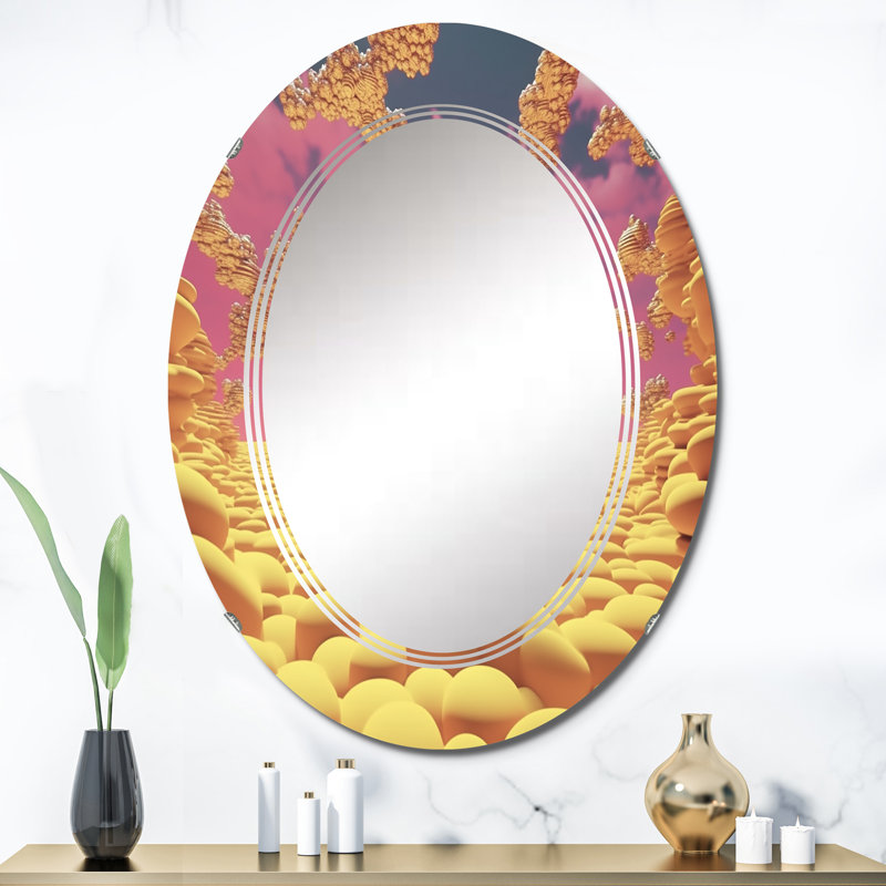 Portici - Miroir mural moderne ovale, 36 po x 24 po