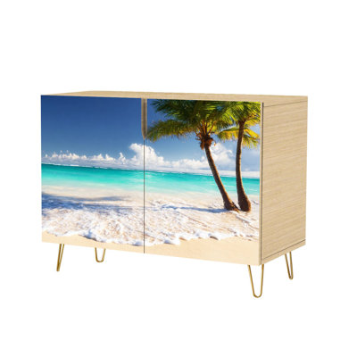 Buffet buffet avec rangement Magnifique cocotier blanc tropical avec 2 portes pour le salon et la cuisine
