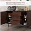 Buffet, armoire de cuisine avec 2 armoires, 3 tiroirs et tablettes réglables, armoire à café pour le salon, entrée, brun rustique