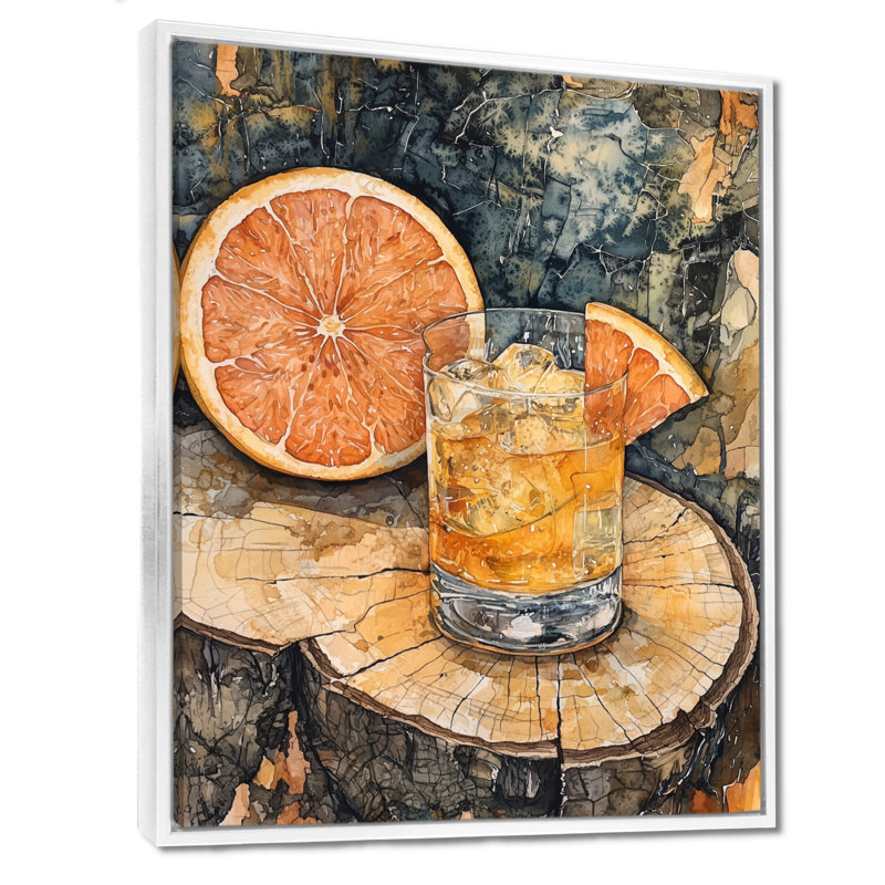Téquila cocktail Dobrotin avec verre de pamplemousse I - décoration murale liqueur, H 32 po x l 24 po, Blanc