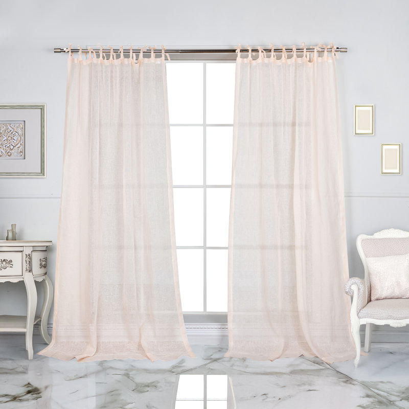 Jensen Linen Sheer Single Curtain Panel Panel, 52" W x 84" L, Pink