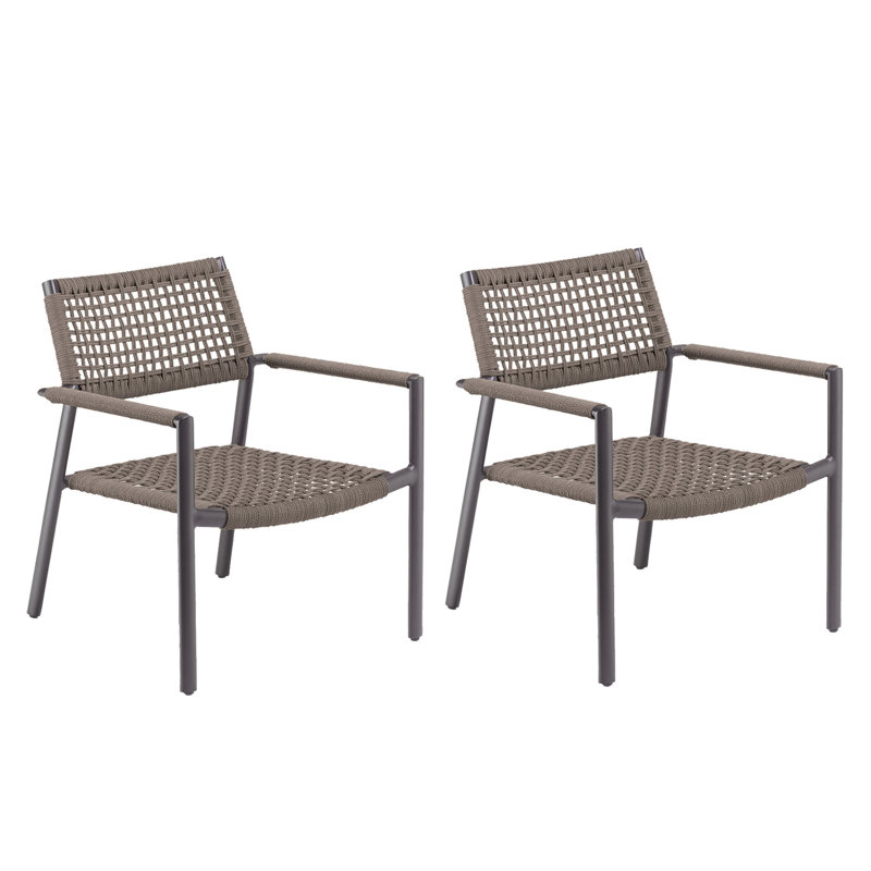 Eiland Club Chair - Carbon - Composite Cord Mocha - Set of 2 in , No Cushion