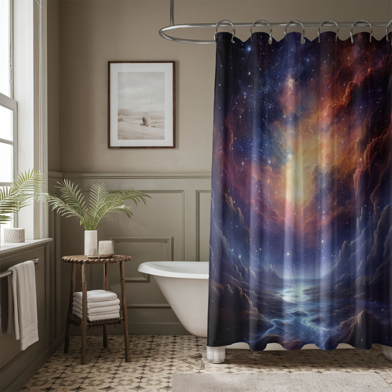 Rideau de douche 1 pièce Cosmic Night, H 74 po x l 71 po