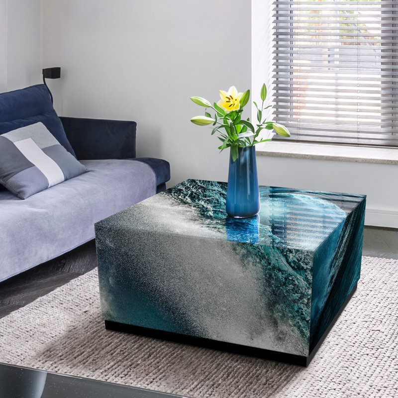Grande table basse en verre avec base noire