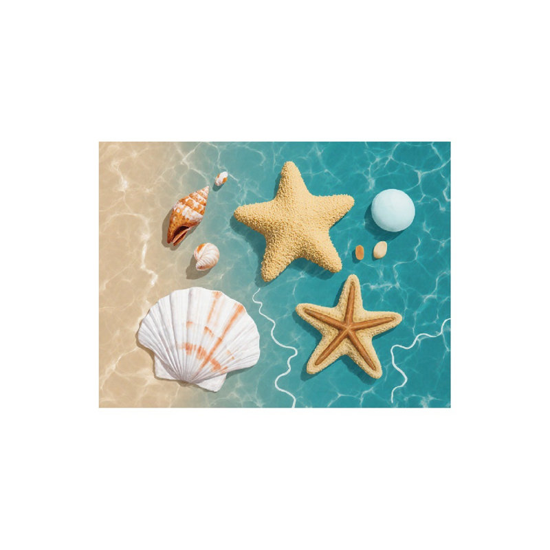 Beach Starfish Seashell Bath Rug, 16 X 24