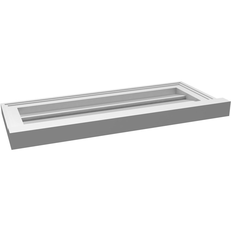 Évent à pignon fonctionnel en uréthane rectangulaire à fixation en surface, brun clair apprêté, H 12 po x l 28 po x P 2 po