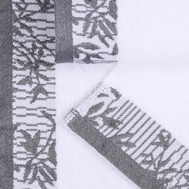 Ensemble de serviettes de bain en coton de poids moyen à bordure florale en jacquard pour la salle de bain Carinna