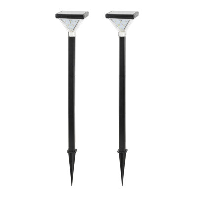 Gama Sonic Luxor Aluminum Garden Solar Led Landscape Pathway Light - 2 Pack In Matte Black