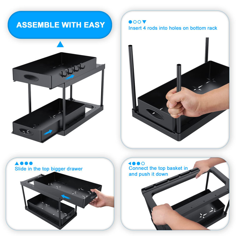 MooJ Plastic;Steel Under Sink Organizer