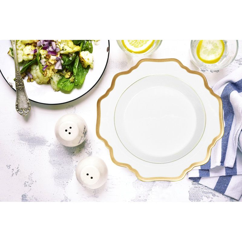 Annas Palette Porcelain Serving Bowl, Antique White/Gold